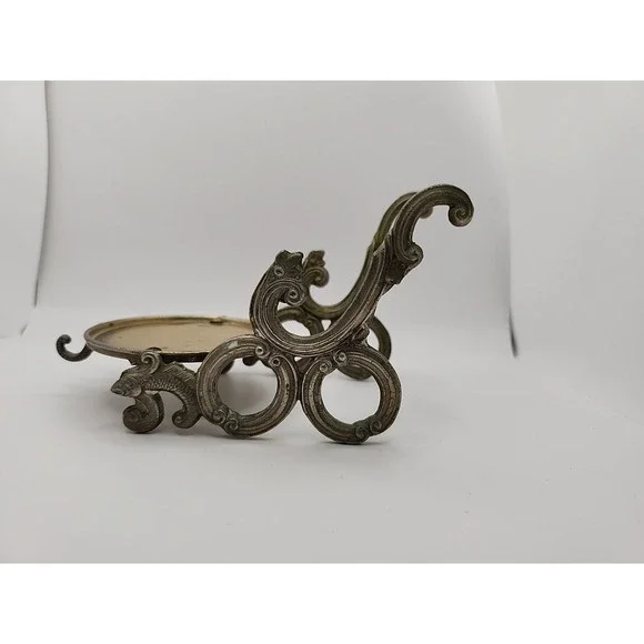 VINTAGE Made in Occupied Japan Brass Tea Cup Display Saucer‎ and Spoon Holder
